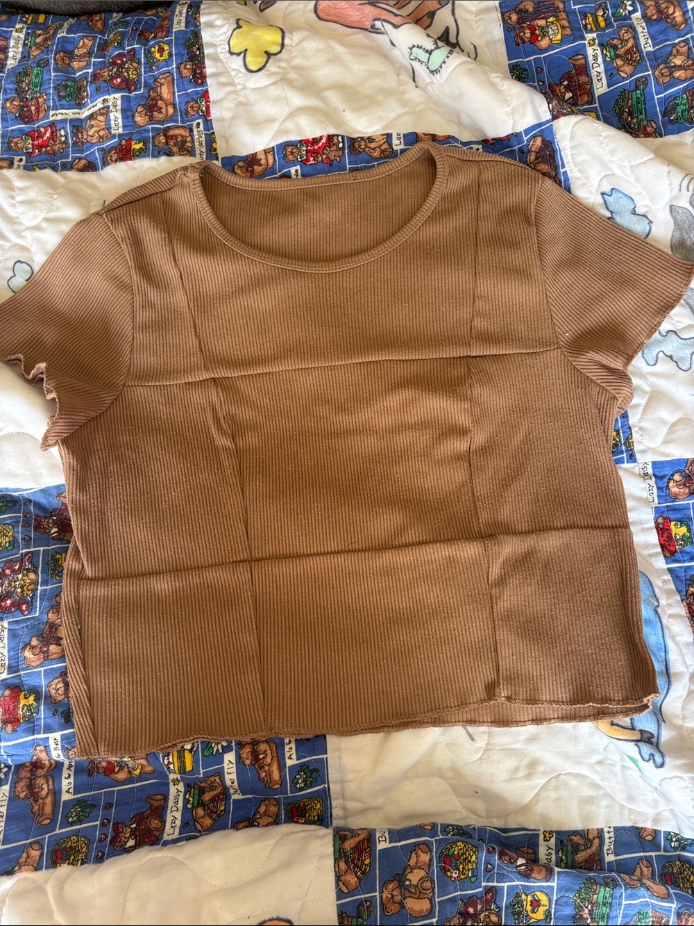 wild fable Ribbed Short-Sleeve Tee in Brown